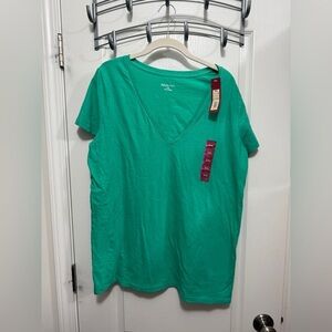 Merona women’s XXL tee Green cotton T-shirt‎ short sleeve classic casual NWT